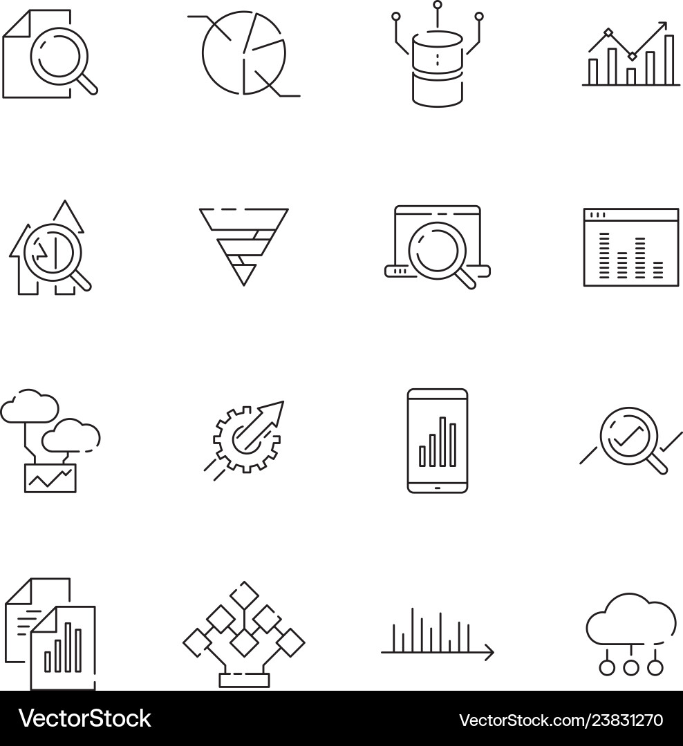 Data Analysis & Strategy Icons Vector Image