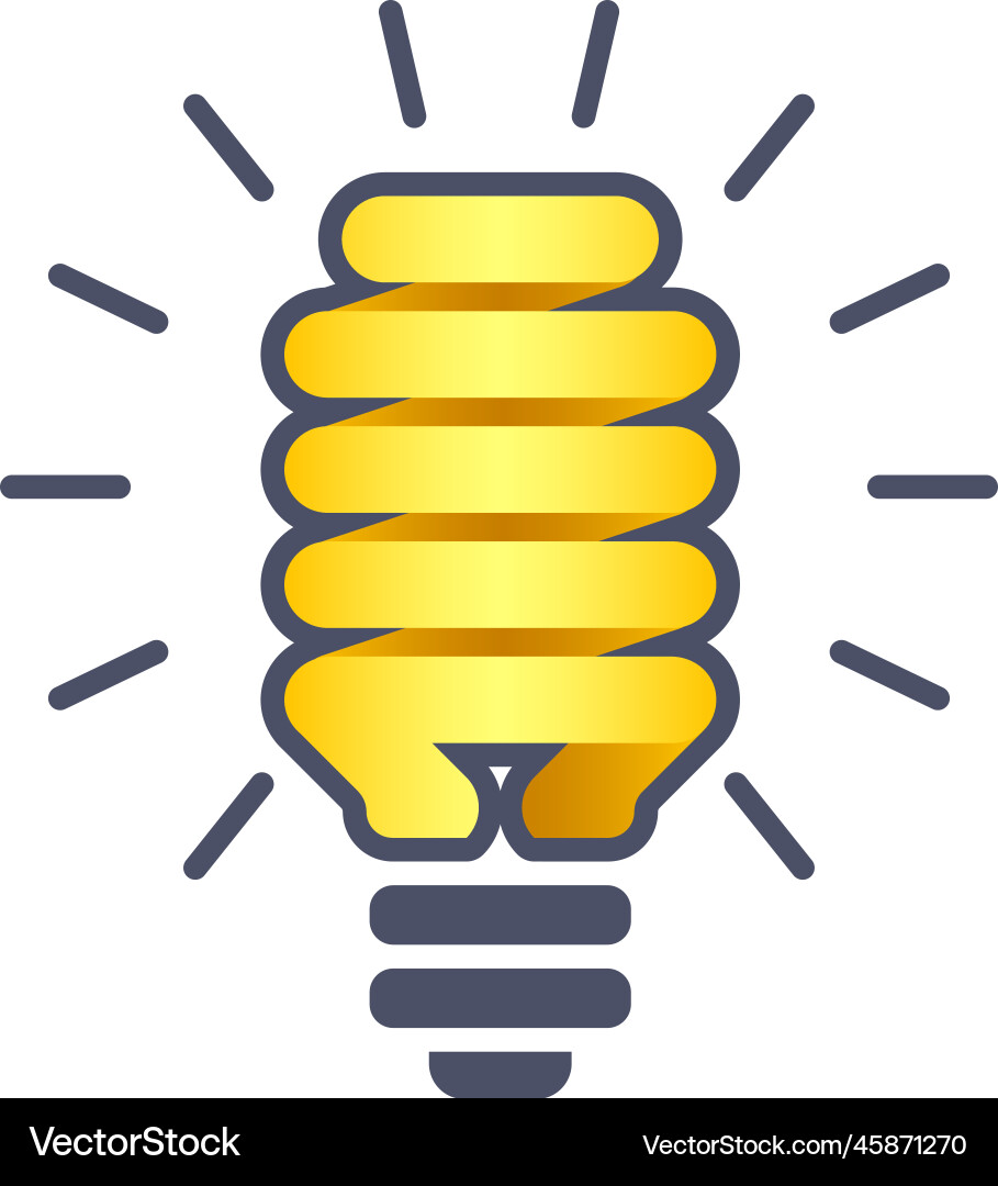 Fluorescent lamp icon yellow shining light bulb Fluorescent lamp icon yellow shining light bulb vector image