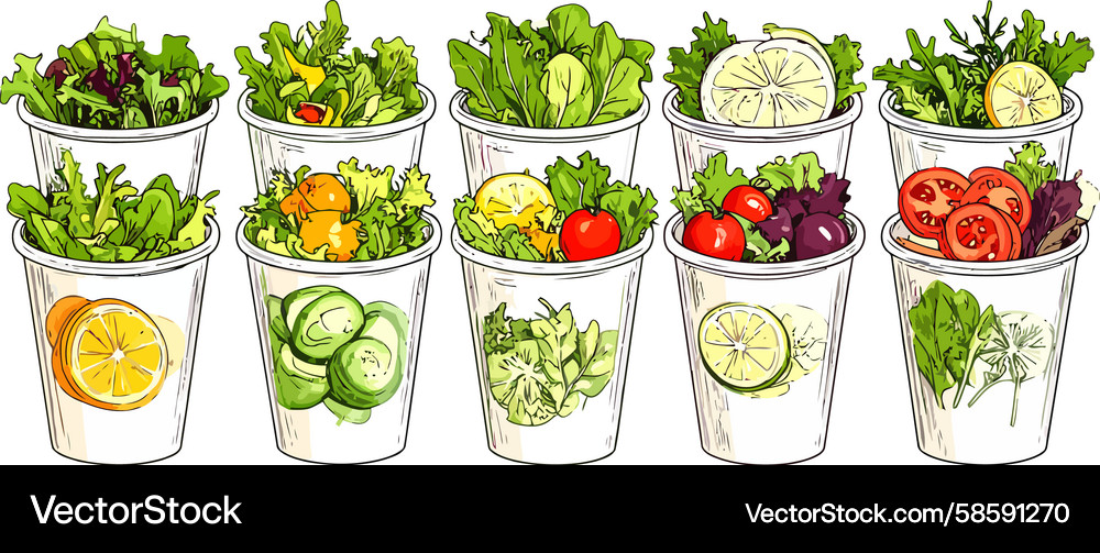 Fresh Salad Selection Vector Image