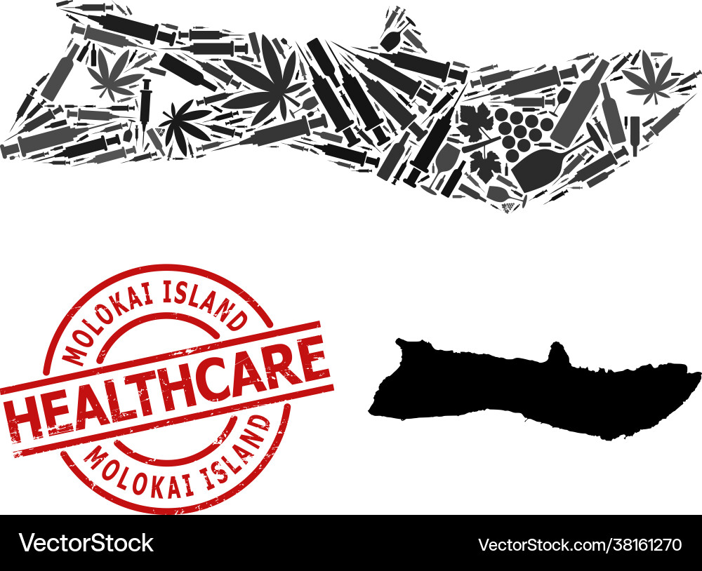 Narcotic composition map molokai island Vector Image
