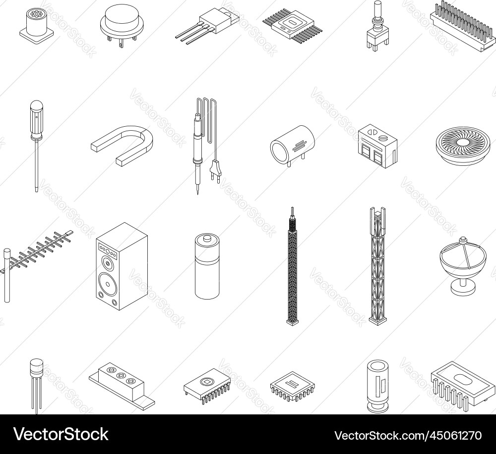 Radio engineer icons set outline Vector Image
