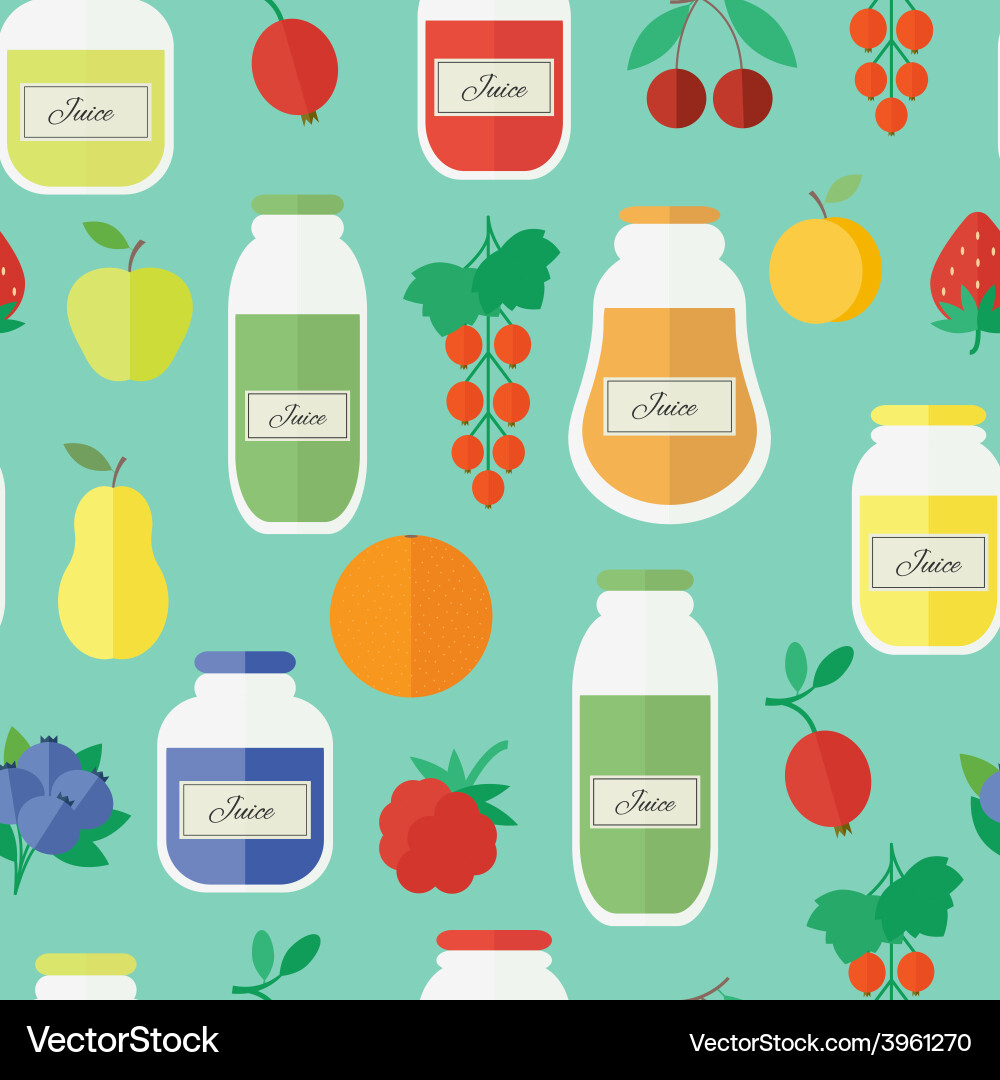 Seamless pattern with jars of juice in flat style Vector Image