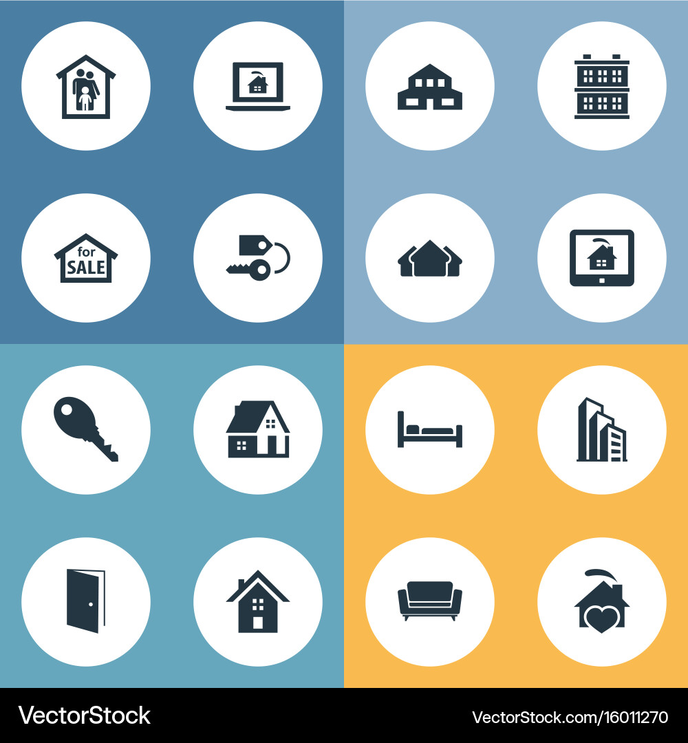 Set of simple property icons elements structure vector image
