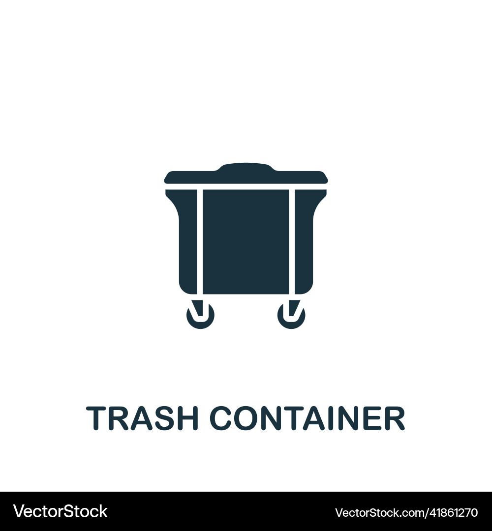 Trash container icon monochrome simple Vector Image