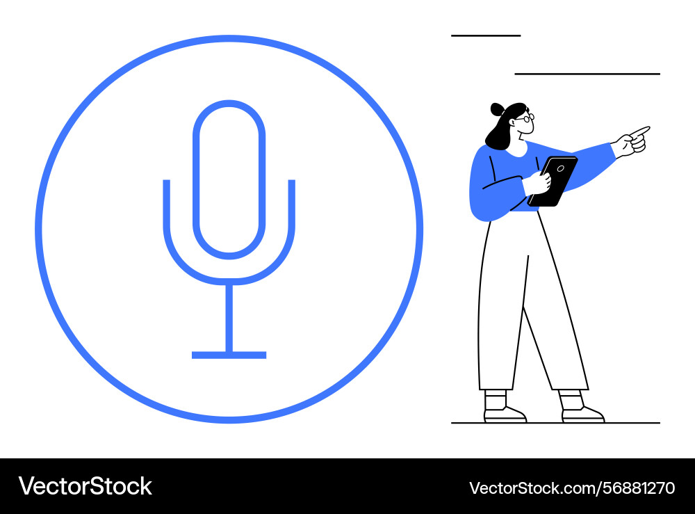 Voice command concept with microphone symbol Vector Image