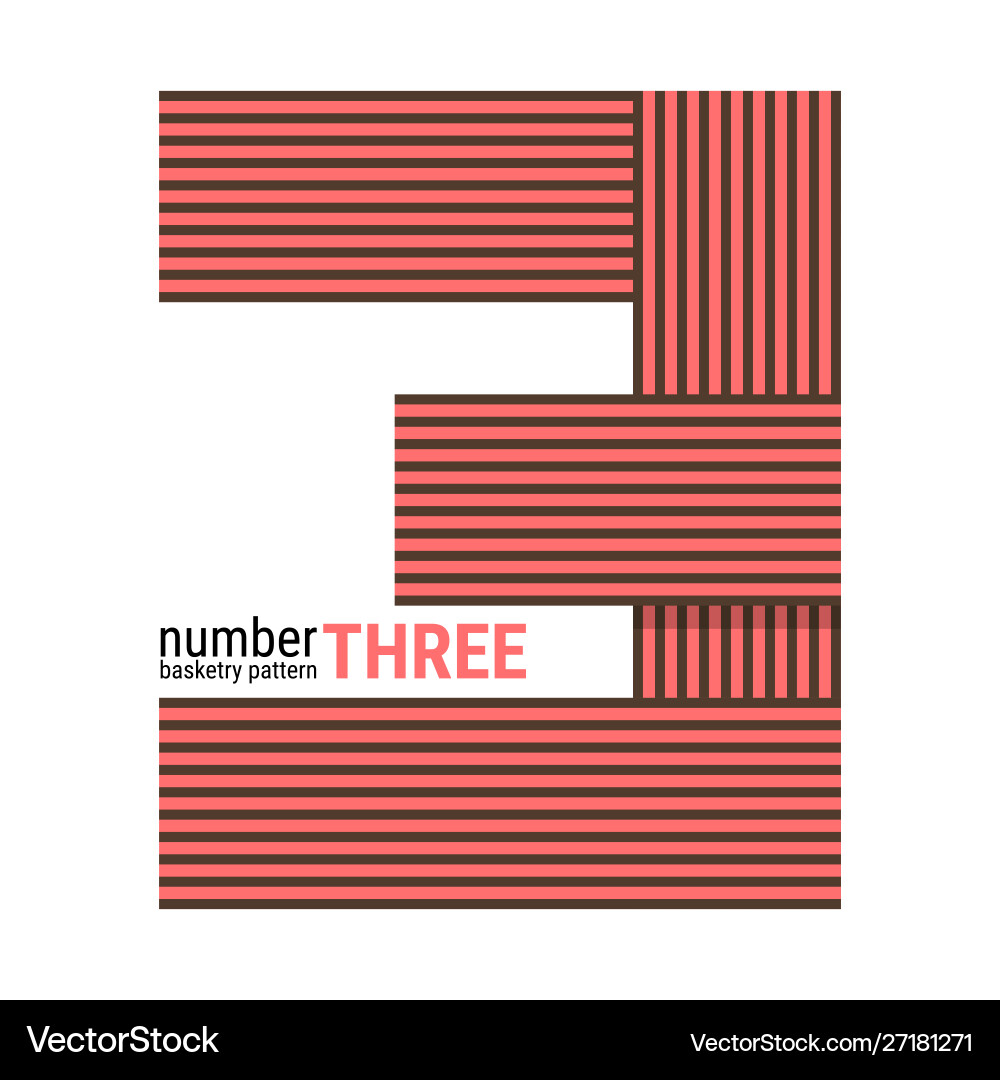 3 - unique number shape design basketry pattern 3 - unique number shape design basketry pattern Vector Image