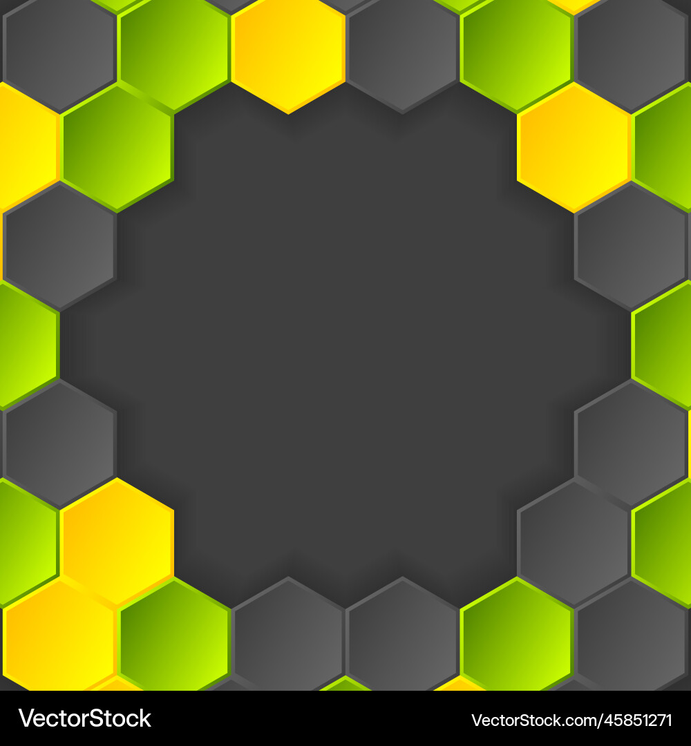 Abstract hi-tech dark background with hexagons Vector Image
