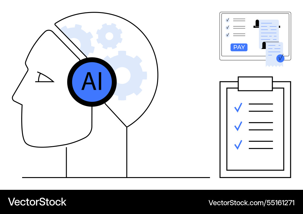 Ai integration in business processes with digital Ai integration in business processes with digital vector image
