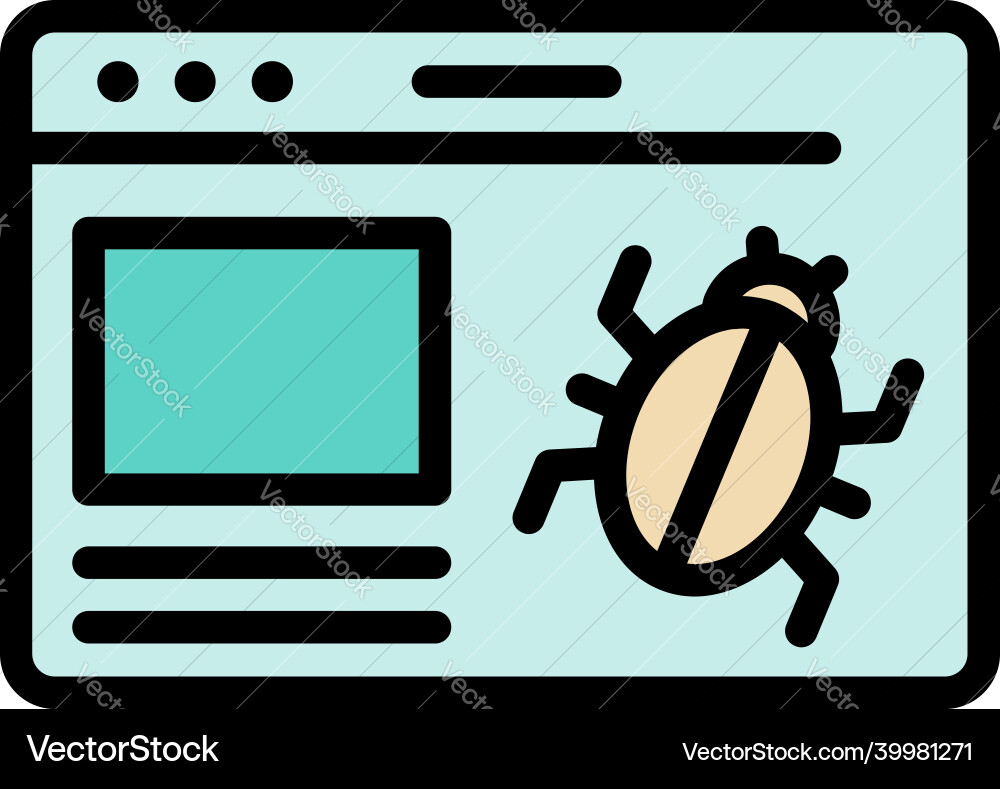 Bug in web application icon color outline Bug in web application icon color outline vector image