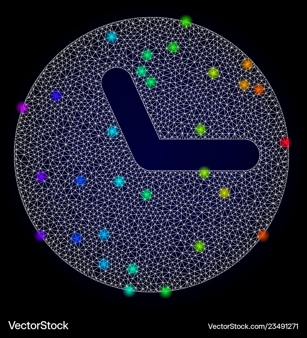 Carcass mesh clock with spectrum colored Carcass mesh clock with spectrum colored vector image