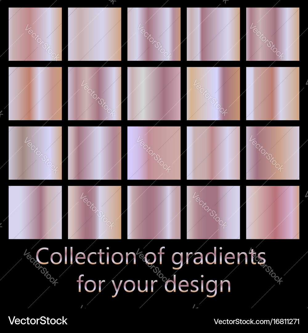 Collection of pink gradients rose gold gradient Vector Image