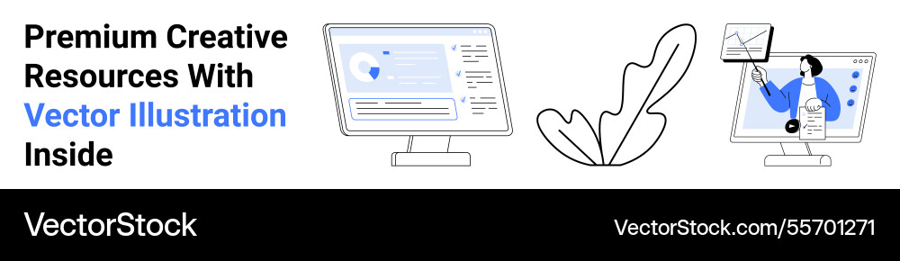 Digital workflow with monitors data visualization Digital workflow with monitors data visualization Vector Image