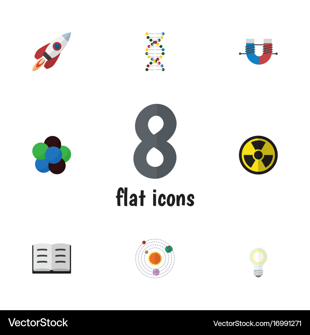 Flat icon study set of lecture attractive force Vector Image
