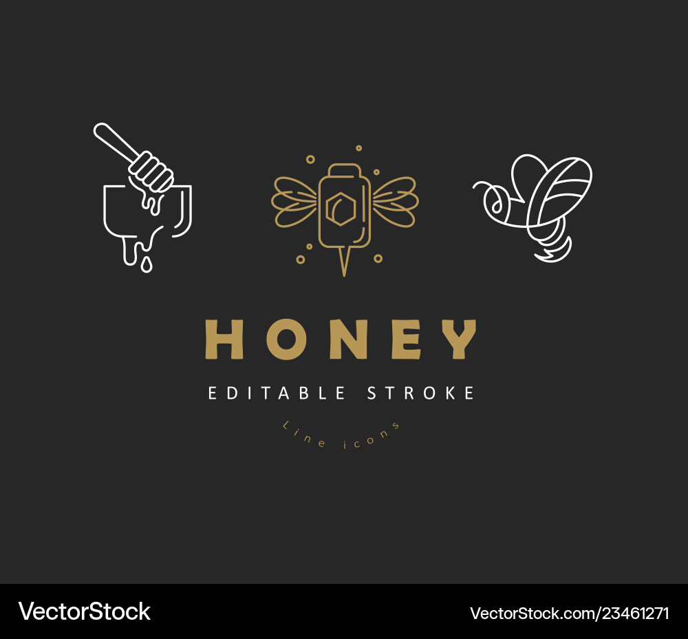 Icon and logo honey editable outline Icon and logo honey editable outline vector image