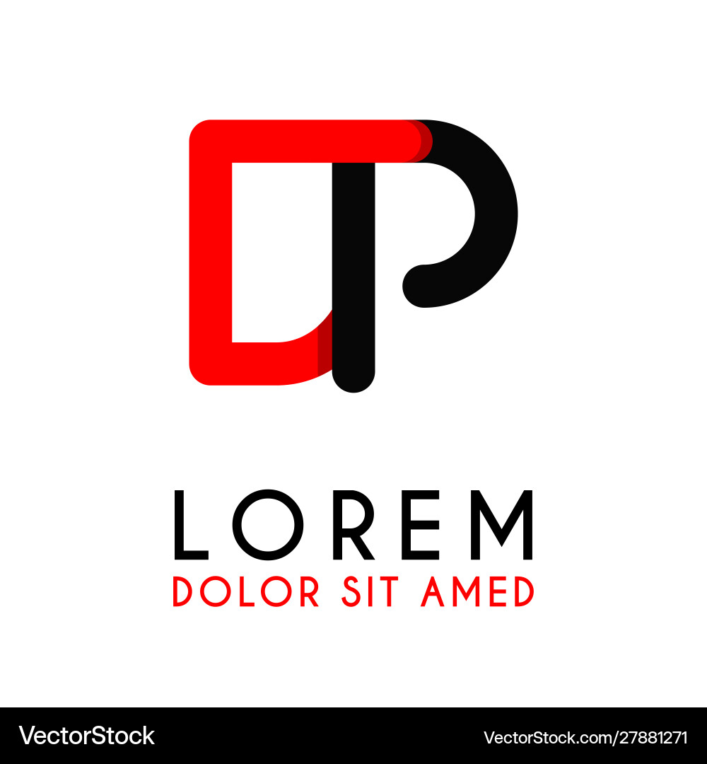 Initial letter dp with red black and has rounded Initial letter dp with red black and has rounded vector image