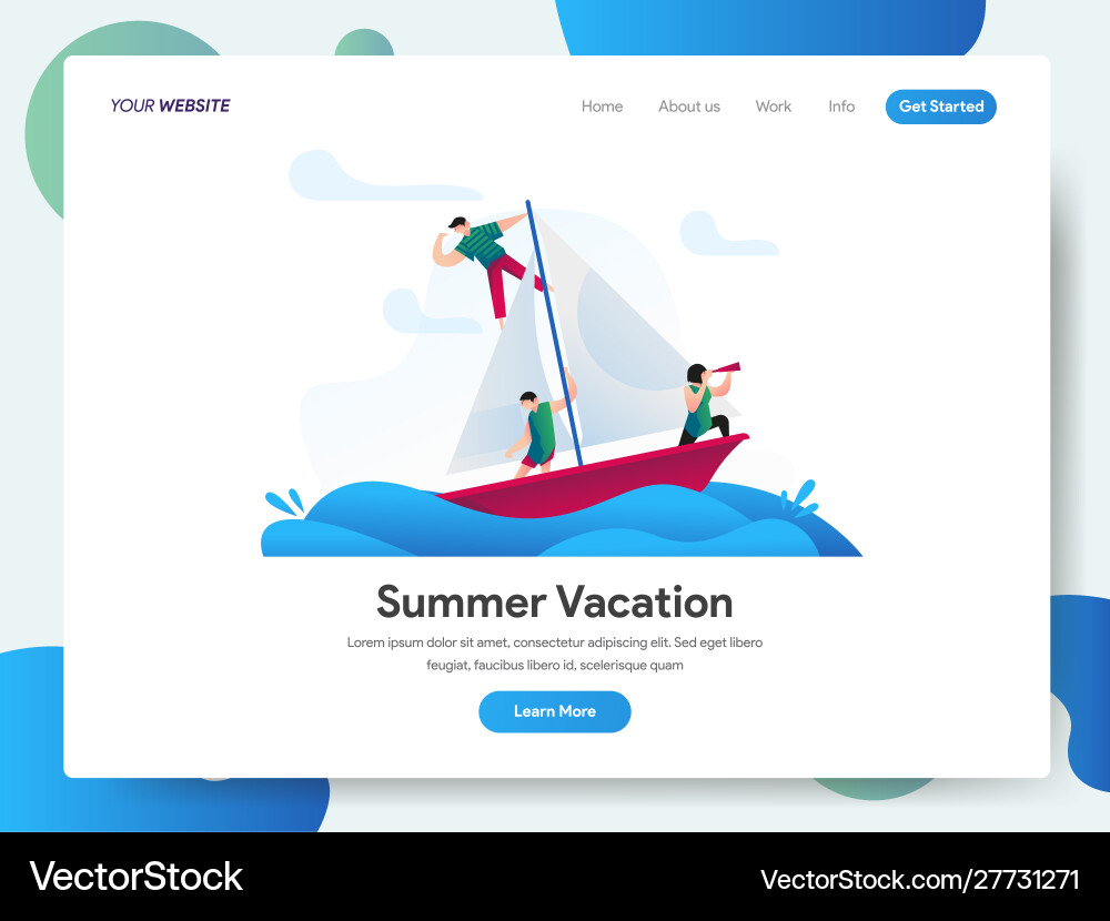Landing page template summer vacation Royalty Free Vector