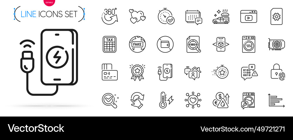 Pack of seo file message and gpu line icons Pack of seo file message and gpu line icons Vector Image