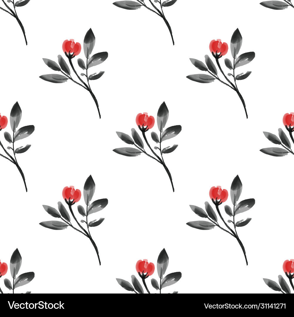 Seamless pattern with tiny flower branches Vector Image