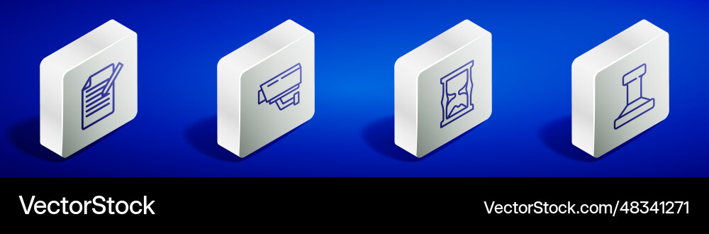 Set isometric line document and pen security Set isometric line document and pen security Vector Image