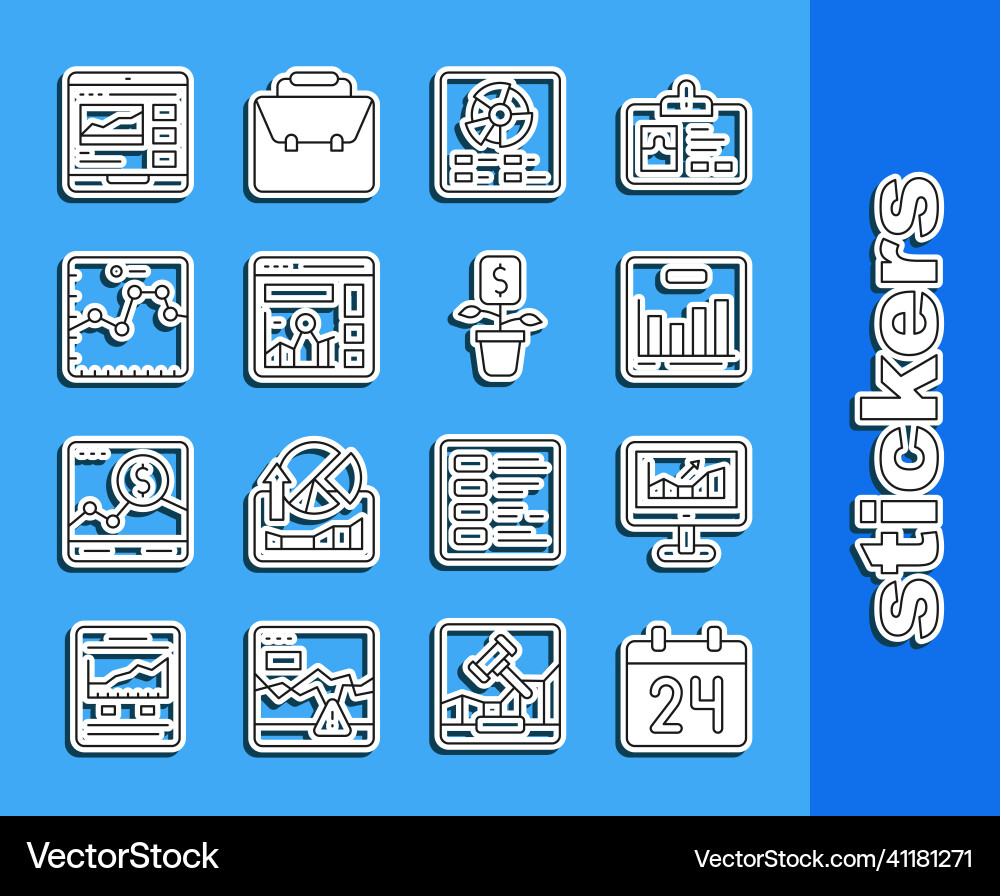 Set line calendar computer with growth graph pie Set line calendar computer with growth graph pie vector image