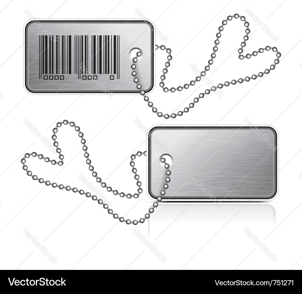 Silber Metallic Tag mit Kette Vektorbild