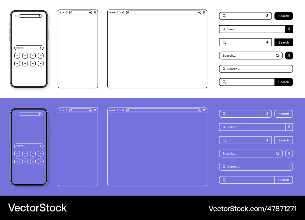 Smartphone web browser internet page window Smartphone web browser internet page window vector image