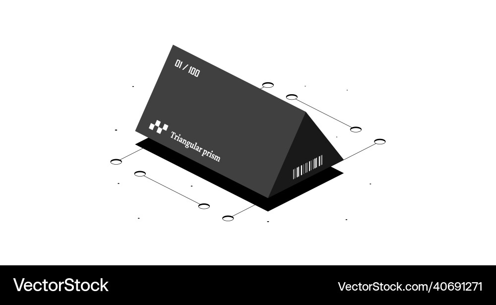 Triangular prism mathematical figure black and 3d Triangular prism mathematical figure black and 3d vector image