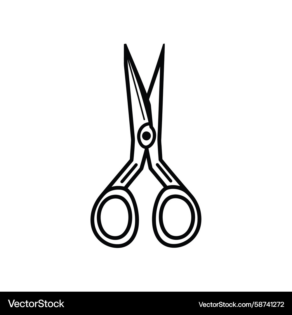 A pair of open sharp scissors rests against Vector Image