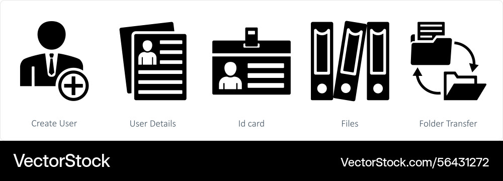 A set of 5 mix icons as create user details vector image