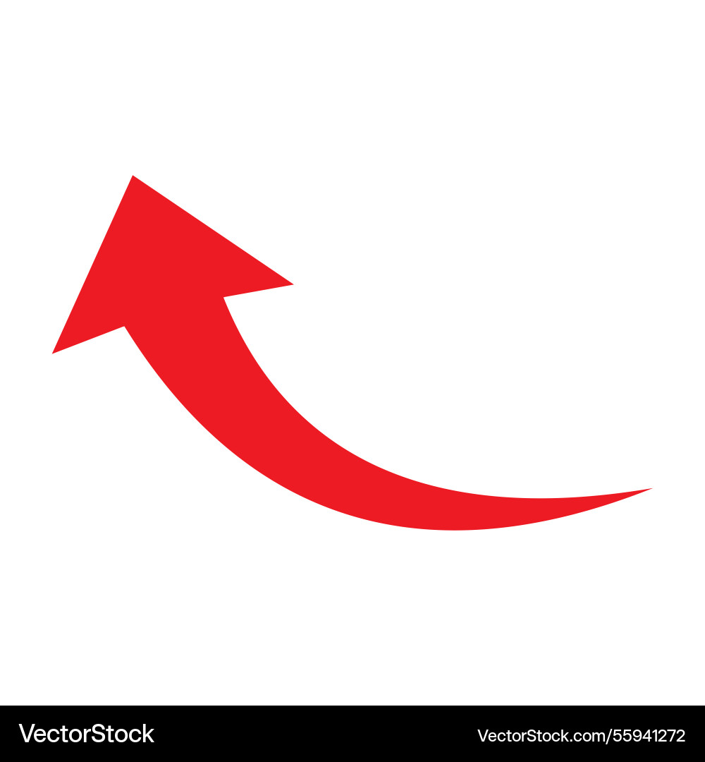 A simple red curved arrow A simple red curved arrow vector image