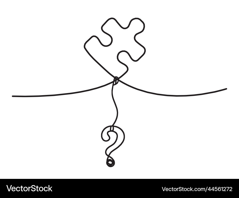 Abstract jigsaw puzzle with question mark as line vector image