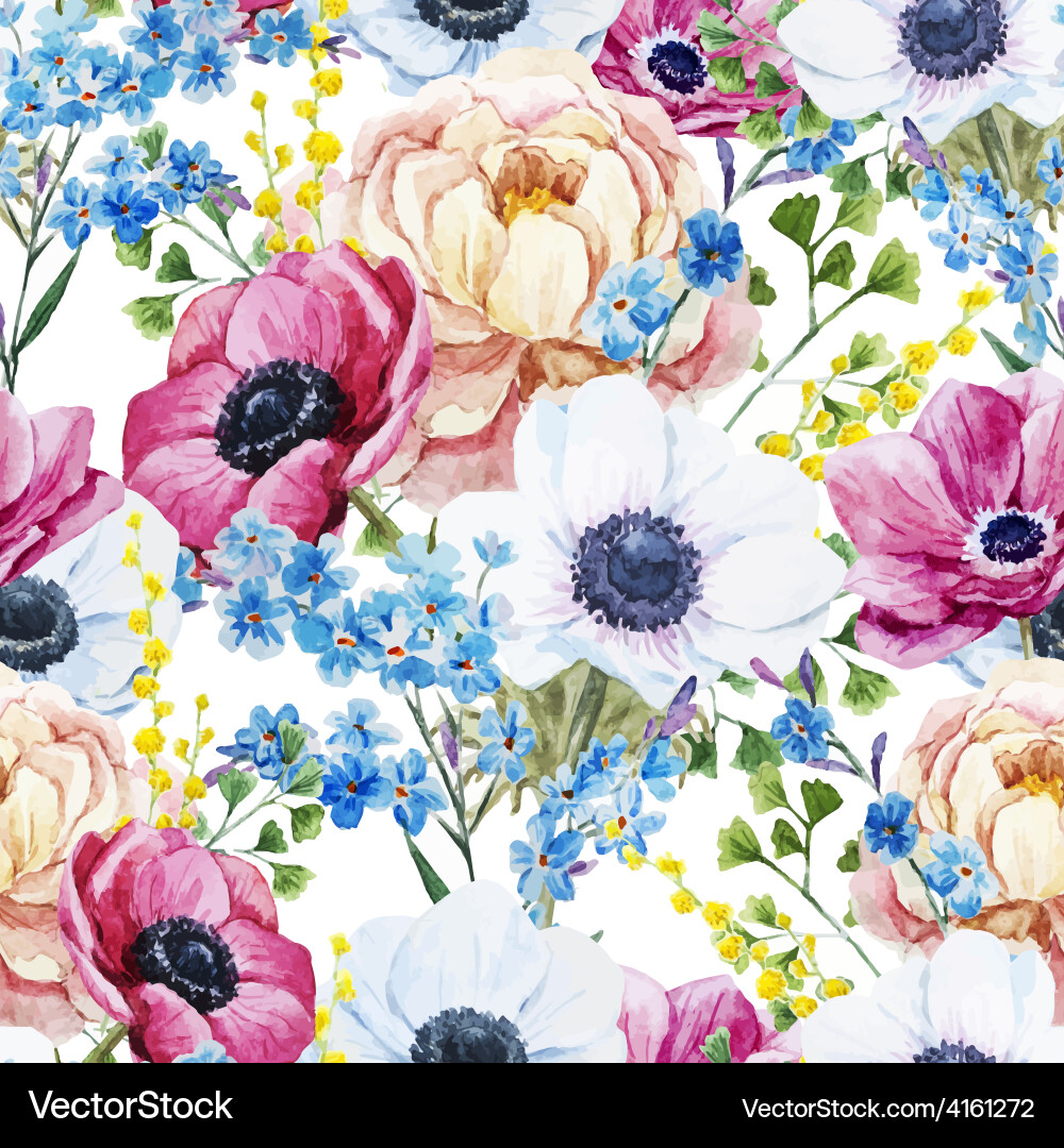 Anemones pattern Royalty Free Vector Image - VectorStock