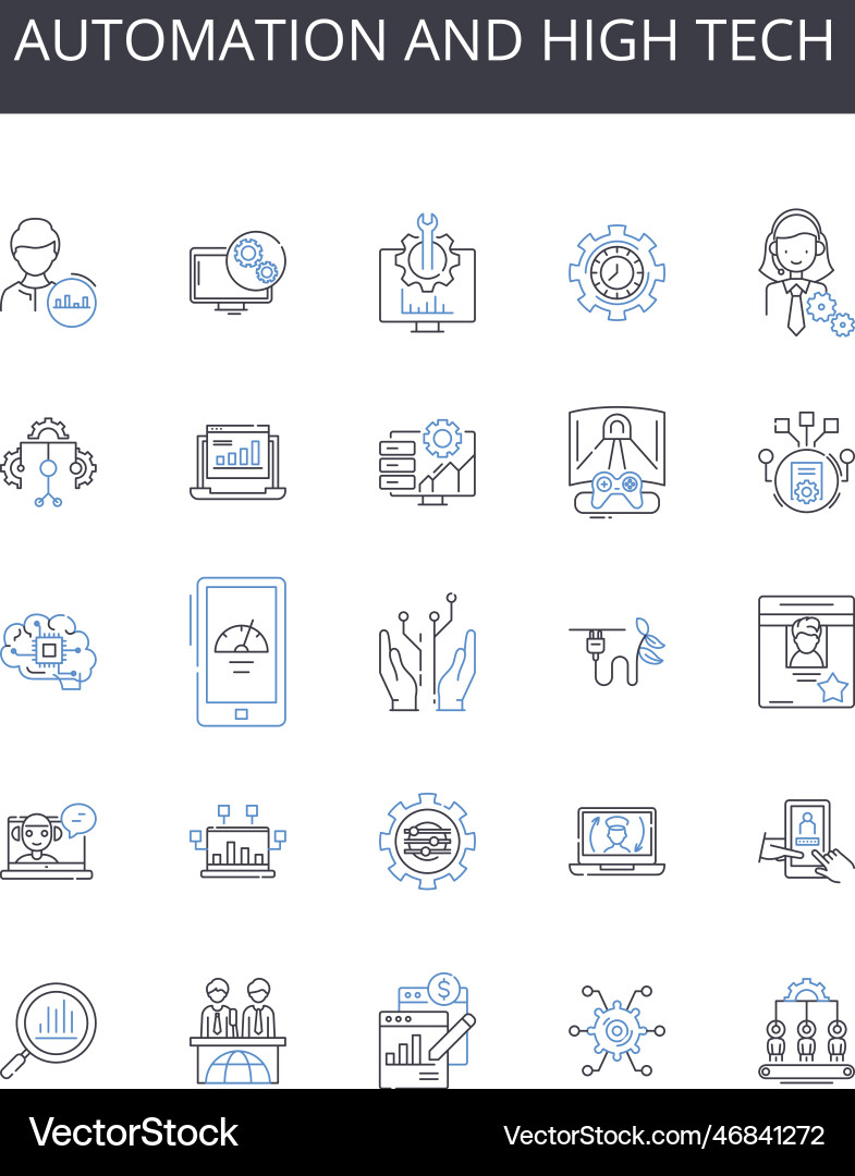 Automation and high tech line icons collection Vector Image