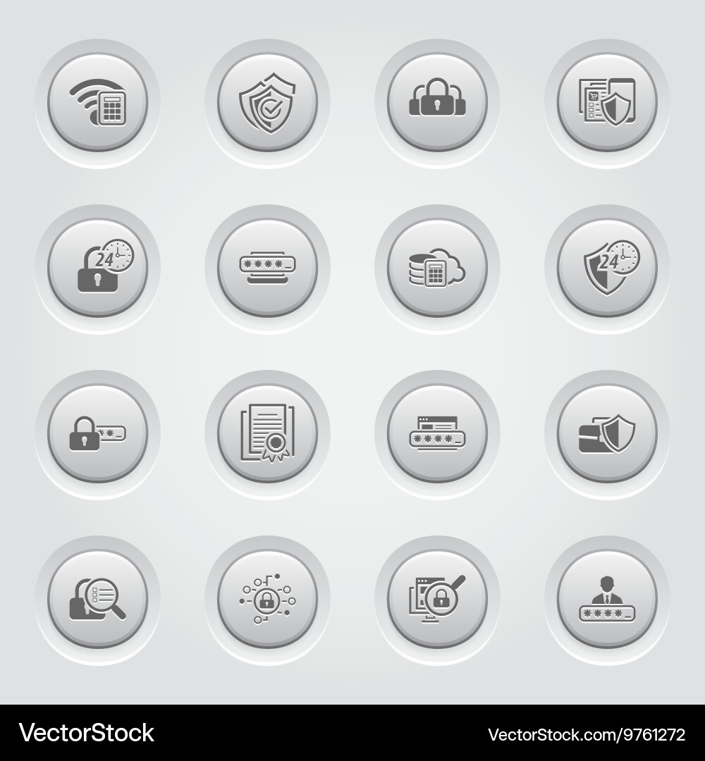 Button design security and protection icons set vector image