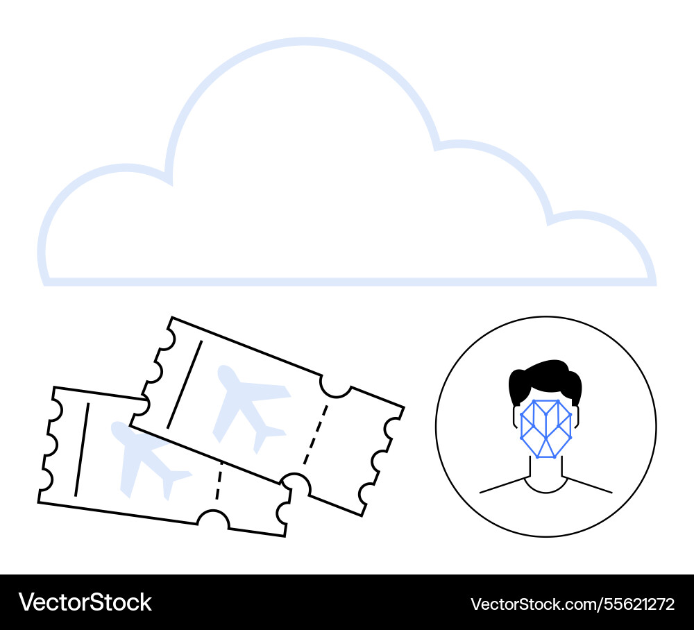 Cloud-based facial recognition for secure digital Cloud-based facial recognition for secure digital Vector Image