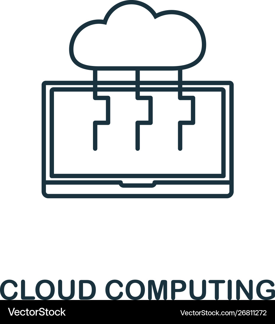 Cloud computing icon thin outline style design vector image
