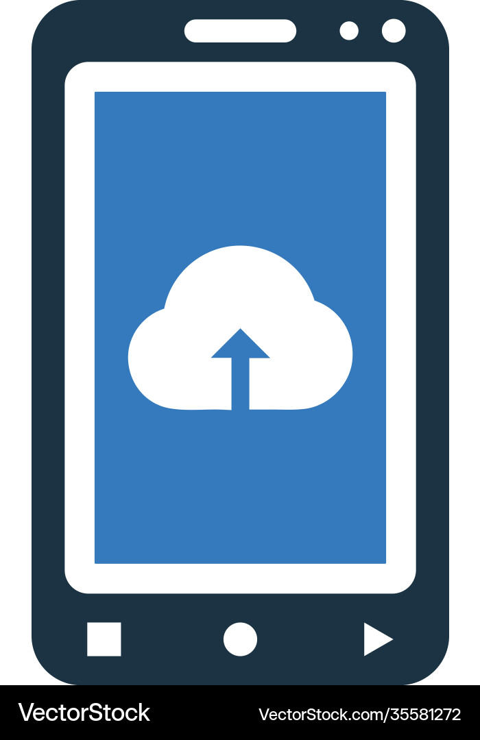 Cloud upload mobile icon graphics vector image