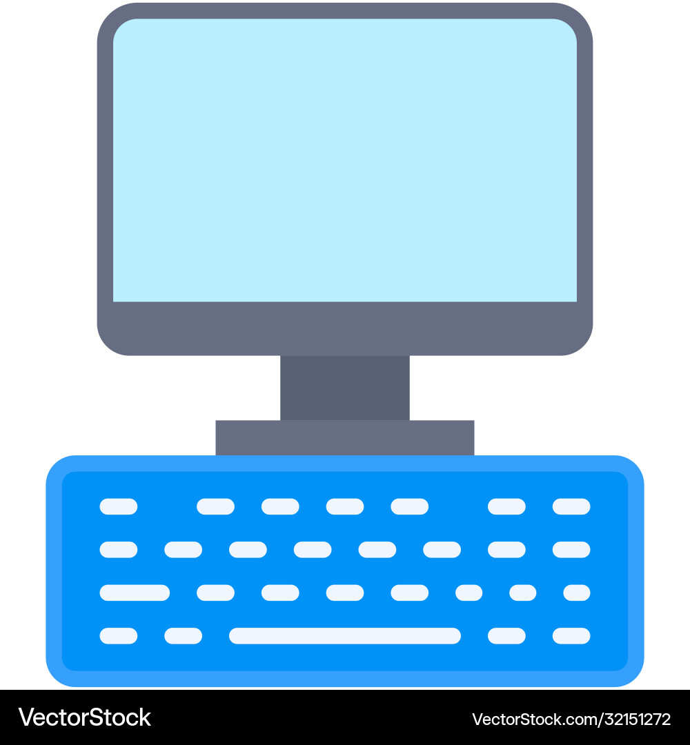 Computer and keyboard telecommuting or remote vector image