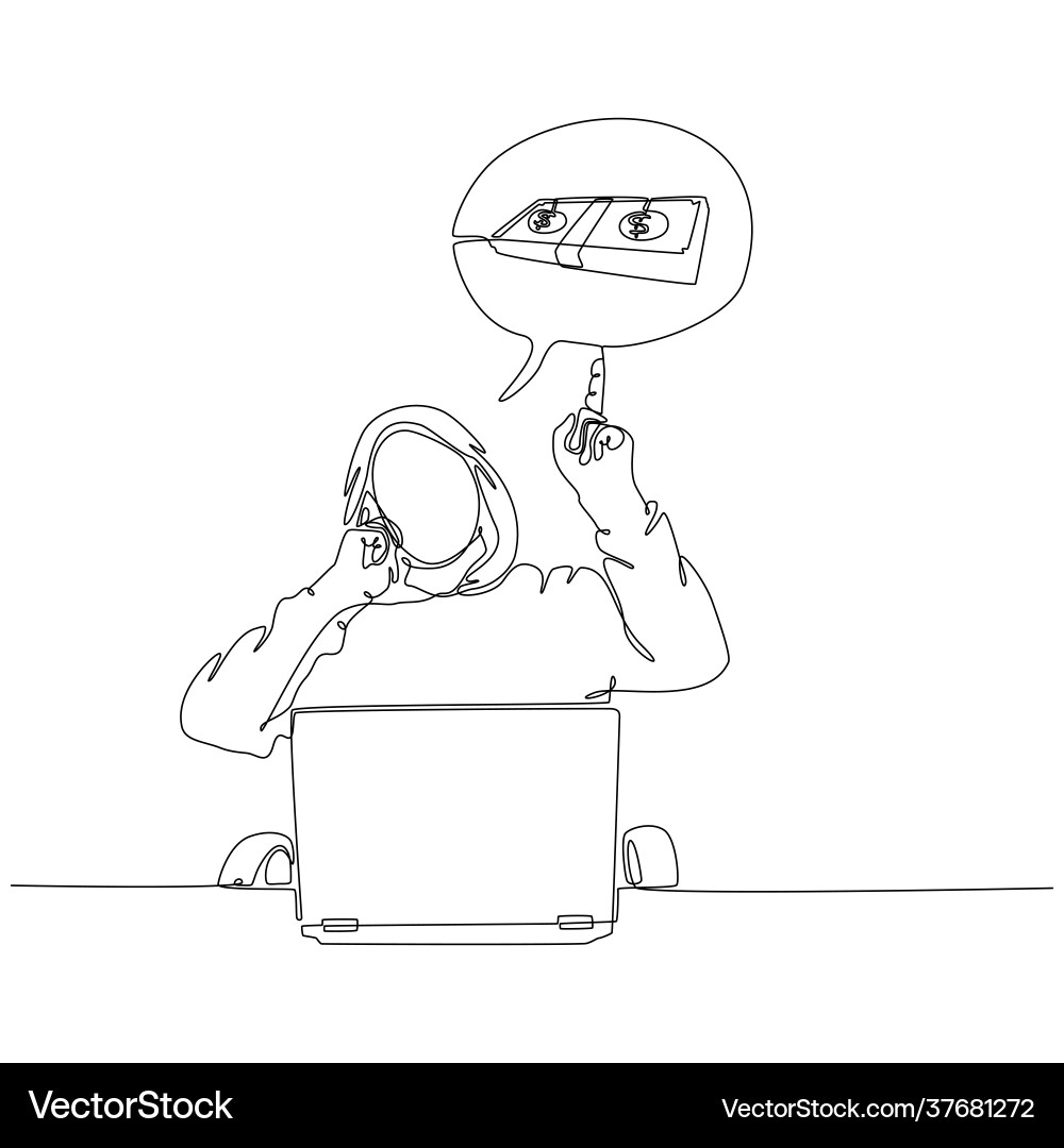 Continuous line drawing a telephone hacker Continuous line drawing a telephone hacker vector image