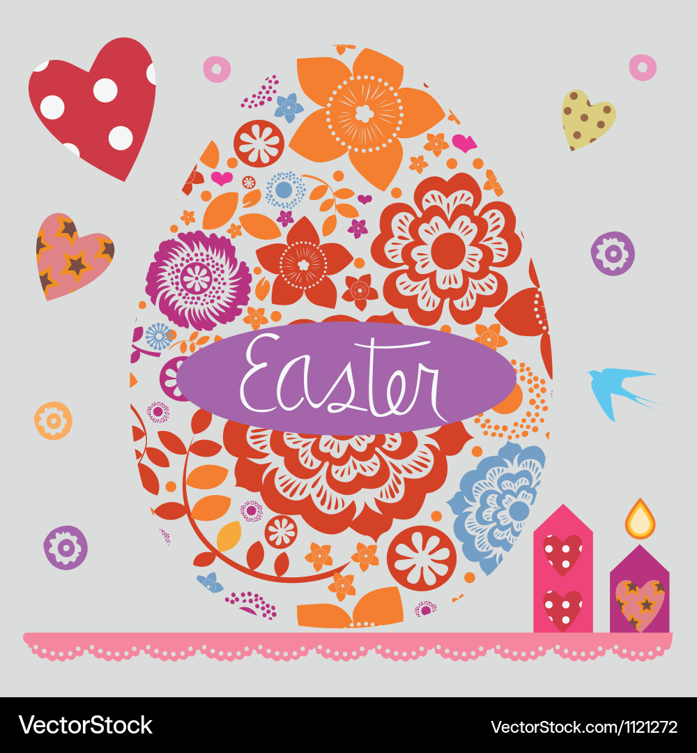 Easter post card with a set of flower elements Vector Image