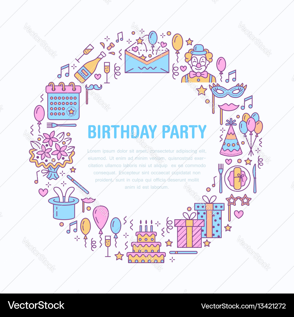 Event agency birthday party banner Event agency birthday party banner vector image