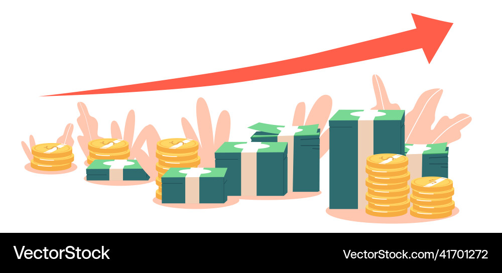 Financial chart with moving up red arrow graph Financial chart with moving up red arrow graph vector image