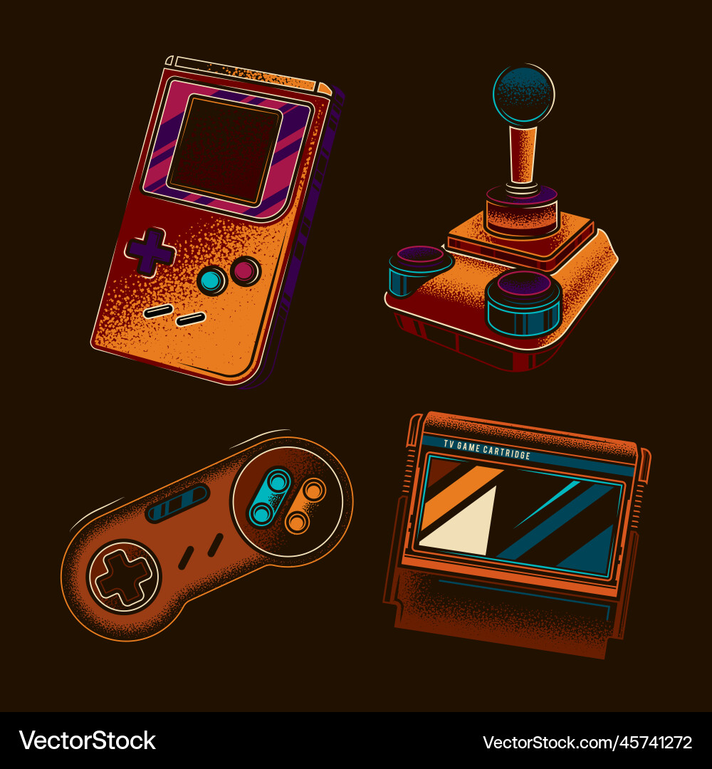Game set in retro style Game set in retro style vector image