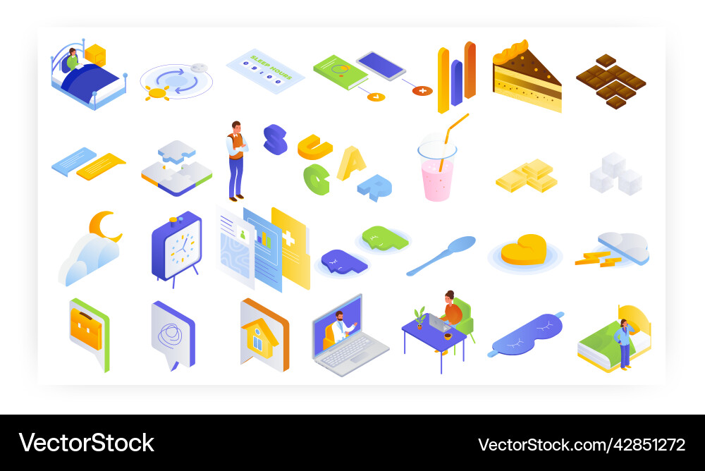 Health monitoring isometric icon set check Health monitoring isometric icon set check vector image