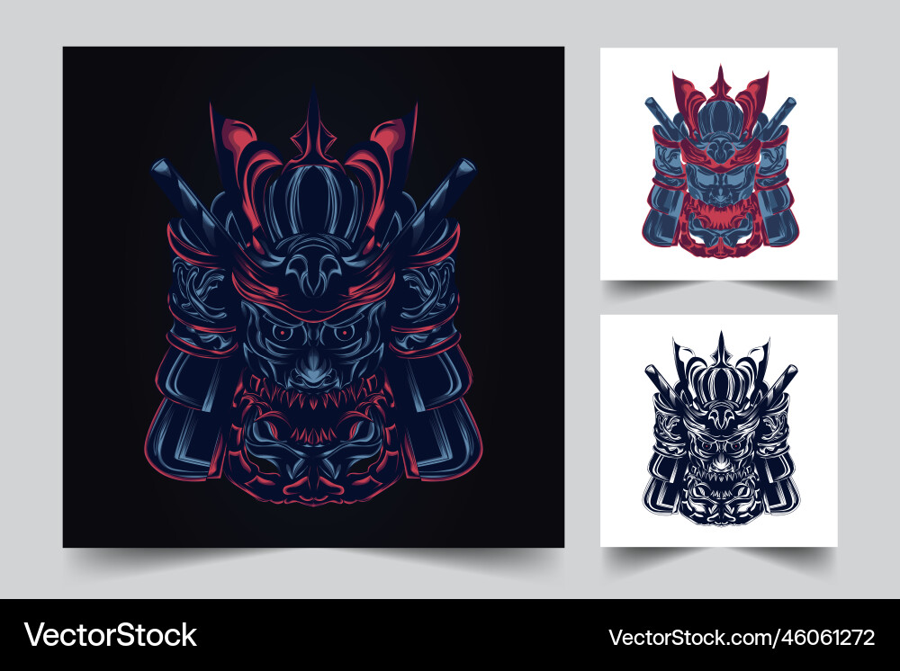 Japanese samurai armour face mask head Japanese samurai armour face mask head vector image