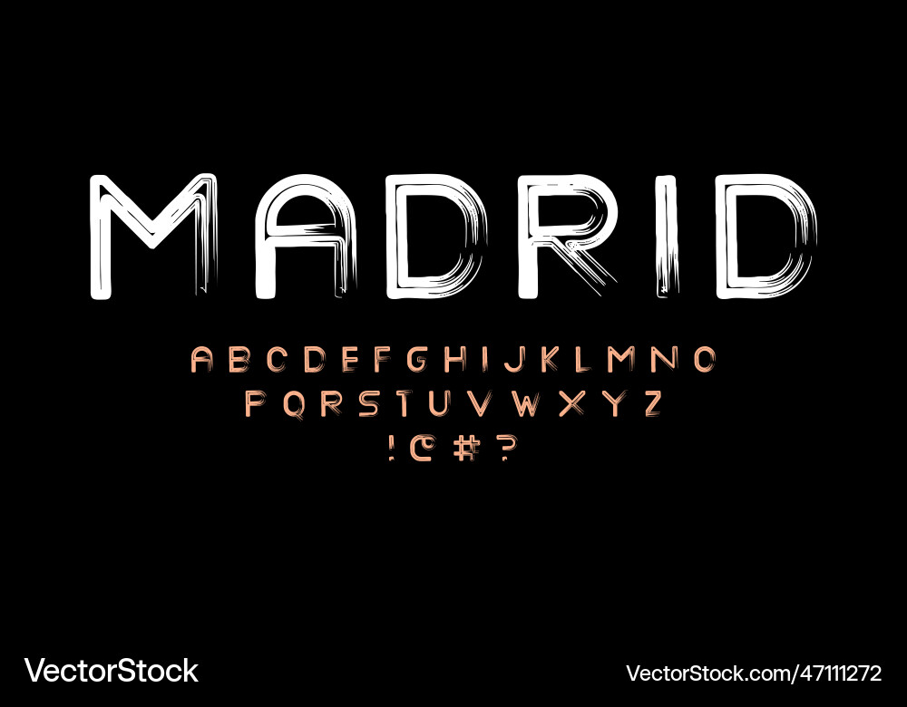 Modern font with brush stroke pattern Modern font with brush stroke pattern vector image