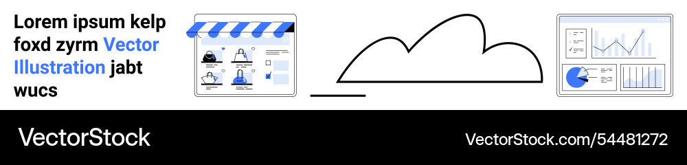Online storefront with cloud integration and data Online storefront with cloud integration and data vector image