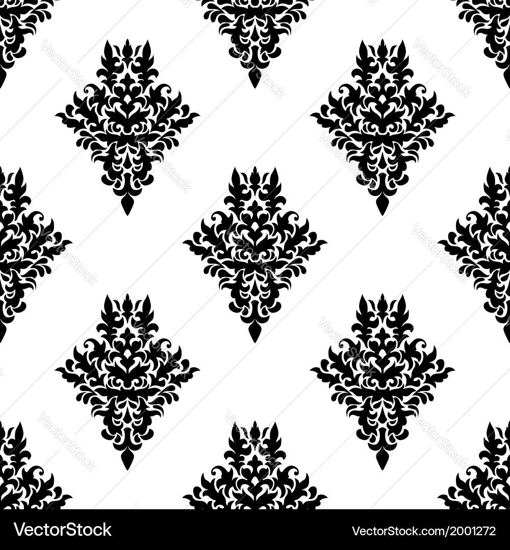 Retro Damask Floral Pattern Vector Image