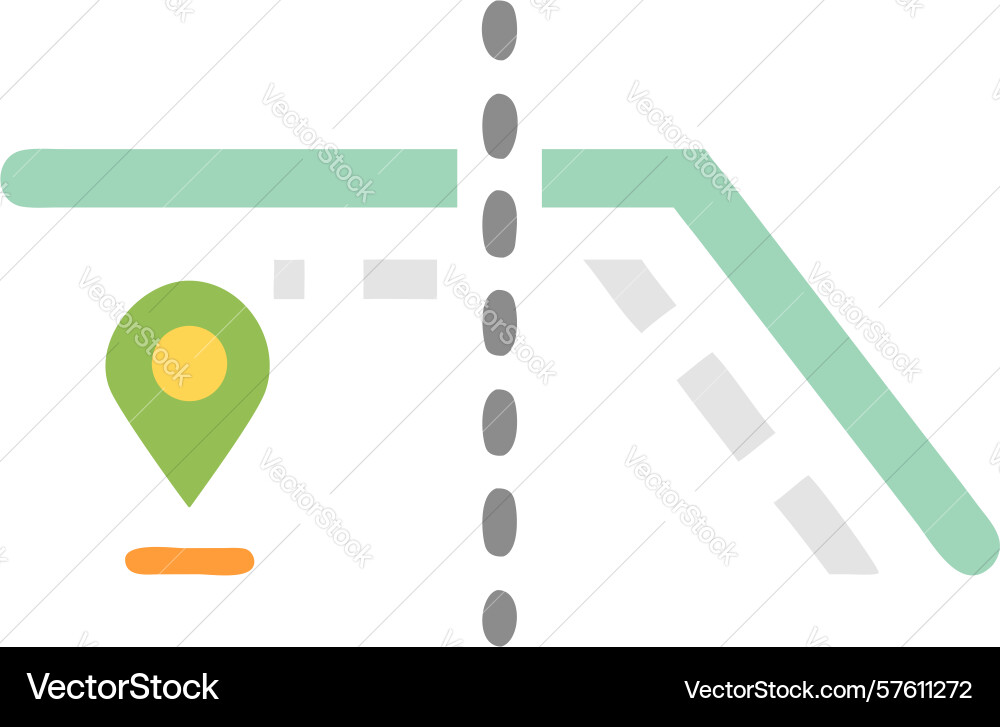 Road map with pin indicating specific location vector image