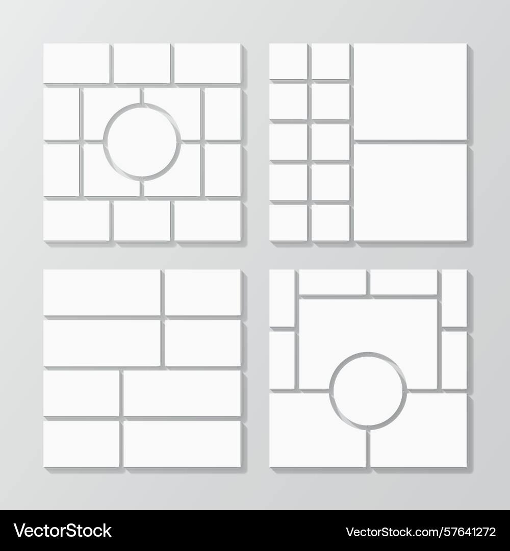 Scrapbook layout set moodboard grid gallery vector image